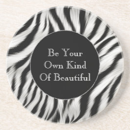 Zwart-wit Zebra Print Dierensafari Zandsteen Onderzetter