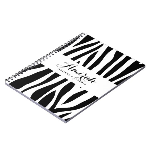 Zwart-wit zebra print gepersonaliseerd Notitieboek (Linkerzijde)