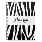 Zwart-wit zebra print gepersonaliseerd Notitieboek (Voorkant)