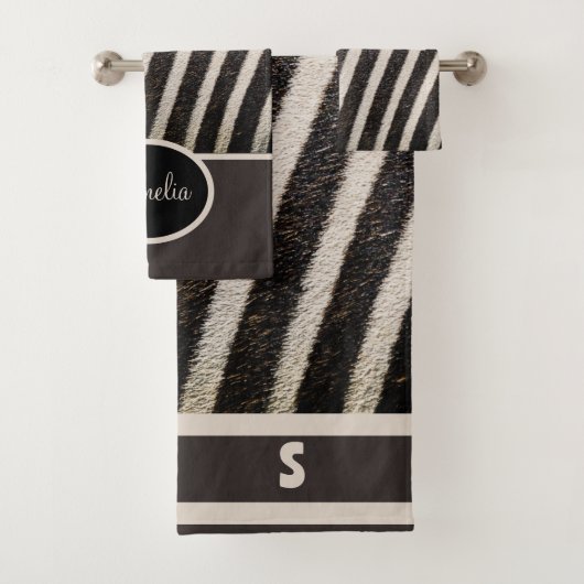 Zwart-wit Zebra Print Handdoek (Insitu)