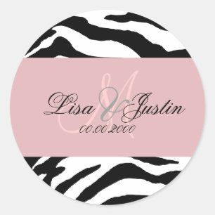 Zwart + wit zebra print/monogram stickers