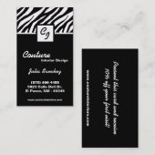 Zwart Wit Zebra Print Personaliseer Visitekaartje (Voorkant / Achterkant)