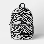 Zwart & Wit Zebra Print Preppy Aangepaste naam Bedrukte Rugzak (Voorkant)