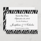 Zwart-wit Zebra Print Save The Date Briefkaart (Voorkant / Achterkant)