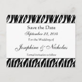 Zwart-wit Zebra Print Save The Date Briefkaart (Voorkant)