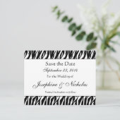 Zwart-wit Zebra Print Save The Date Briefkaart (Staand voorkant)