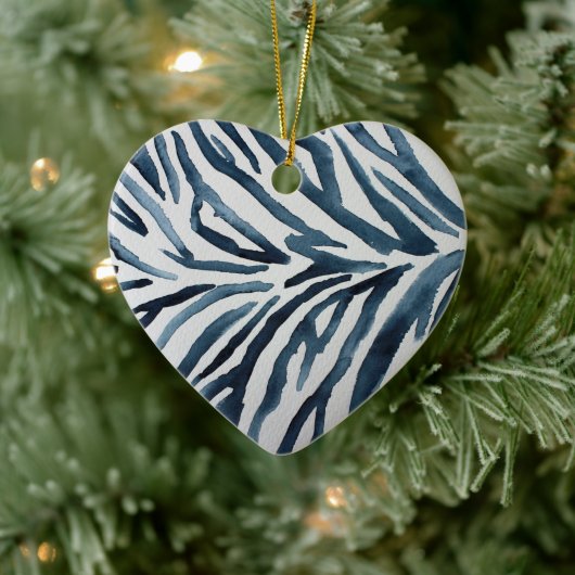 Zwart Wit Zebra Print Waterverf Keramisch Ornament (Boom)