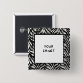 Zwart-wit zebra rand foto vierkante button 5,1 cm (Voorkant /achterkant)