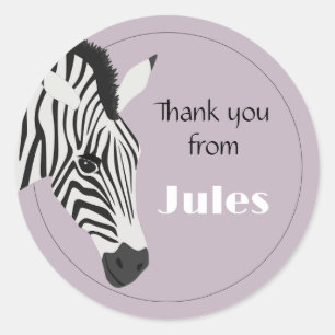 Zwart Wit Zebra Roze Dank u Ronde Sticker