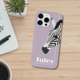 Zwart Wit Zebra Roze Voeg Naam toe iPhone 16 Pro Max Hoesje