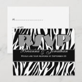 Zwart Wit Zebra RSVP Huwelijksreactie Uitnodiging Briefkaart (Voorkant / Achterkant)