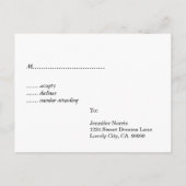 Zwart Wit Zebra RSVP Huwelijksreactie Uitnodiging Briefkaart (Achterkant)