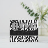 Zwart Wit Zebra RSVP Huwelijksreactie Uitnodiging Briefkaart (Staand voorkant)