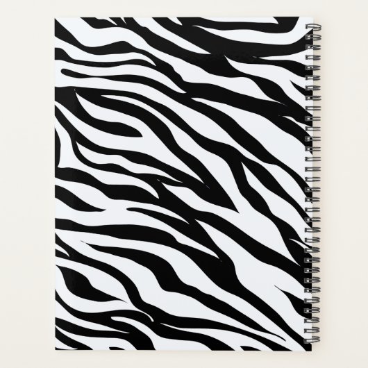 Zwart-wit Zebra Safari Animal Print Planner (Achterkant)