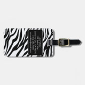 Zwart-wit Zebra Safari Patroon Print Bagagelabel (Voorkant horizontaal)