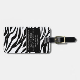 Zwart-wit Zebra Safari Patroon Print Bagagelabel