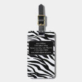 Zwart-wit Zebra Safari Patroon Print Bagagelabel (Voorkant verticaal)