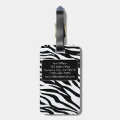 Zwart-wit Zebra Safari Patroon Print Bagagelabel (Achterkant verticaal)