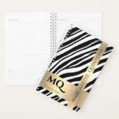 Zwart Wit Zebra Skin Gold Monogram Initialen Naam Planner (Display)