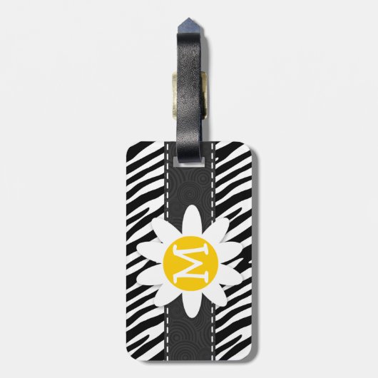Zwart & Wit Zebra; Spring Daisy Bagagelabel (Achterkant verticaal)