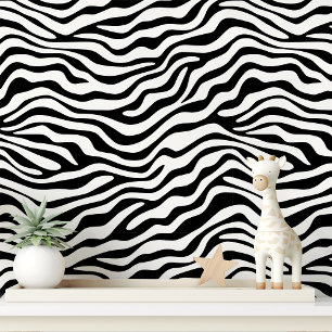 Zwart-wit zebra streep behang