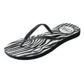 Zwart-wit zebra streep dierprint monogram teenslippers (Schuin)