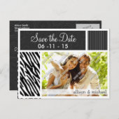 Zwart-Wit Zebra Strepen Aankondigingskaart (Voorkant / Achterkant)