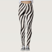 Zwart-wit zebra strepen dierprint leggings (Voorkant)