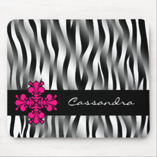 Zwart-wit zebra strepen met hete roze decor muismat