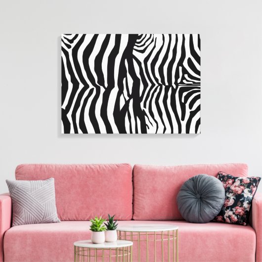 Zwart-wit zebra strepen muur canvas (Insitu (Woonkamer))