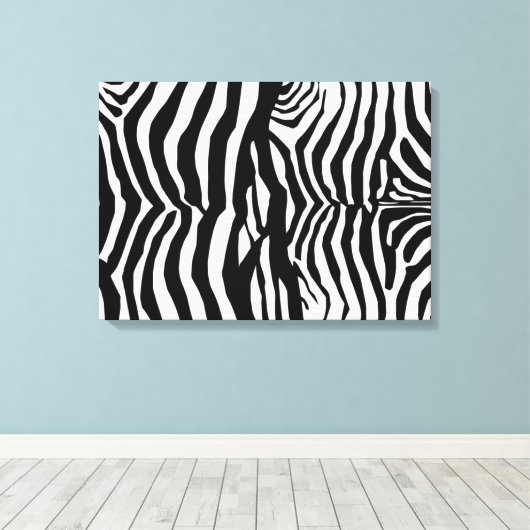 Zwart-wit zebra strepen muur canvas (Insitu (Houten vloer))