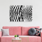 Zwart-wit zebra strepen muur canvas afdruk (Insitu (Woonkamer))