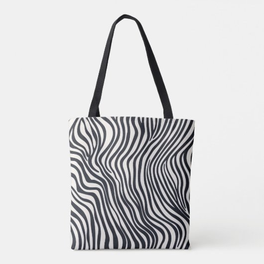 Zwart-wit Zebra Stripe Pattern Canvas tas (Achterkant)