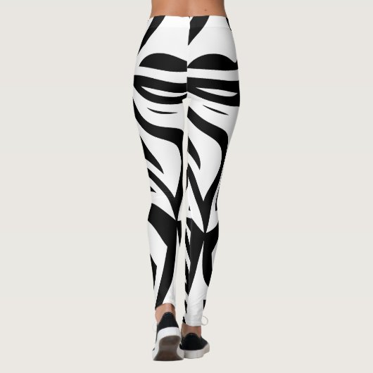 Zwart & Wit Zebra Stripes Vrouwen Leggings (Achterkant)
