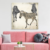  Zwart & Wit Zebra Trio Canvas Afdruk (Insitu (Woonkamer))