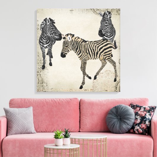  Zwart & Wit Zebra Trio Canvas Afdruk (Insitu (Woonkamer))