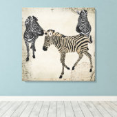  Zwart & Wit Zebra Trio Canvas Afdruk (Insitu (Houten vloer))