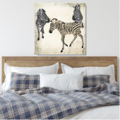  Zwart & Wit Zebra Trio Canvas Afdruk (Insitu (Slaapkamer))