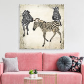 Zwart & Wit Zebra Trio Canvas Afdruk (Insitu (Woonkamer))