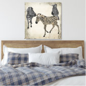 Zwart & Wit Zebra Trio Canvas Afdruk (Insitu (Slaapkamer))
