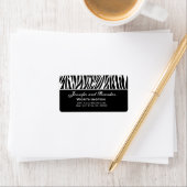 Zwart-wit Zebra trouwadres Etiket (Insitu)