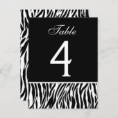Zwart-wit Zebra Trouwtafel Nummer Kaart (Voorkant / Achterkant)