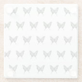 Zwart & Wit Zebra Vlinderinkt Tekenpatroon Glazen Onderzetter (Achterkant)