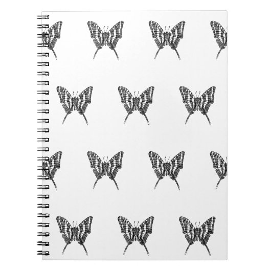 Zwart & Wit Zebra Vlinderinkt Tekenpatroon Notitieboek (Voorkant)