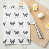 Zwart & Wit Zebra Vlinderinkt Tekenpatroon Theedoek (Quarter Fold)