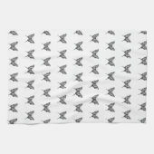 Zwart & Wit Zebra Vlinderinkt Tekenpatroon Theedoek (Horizontaal)