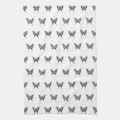 Zwart & Wit Zebra Vlinderinkt Tekenpatroon Theedoek (Verticaal)