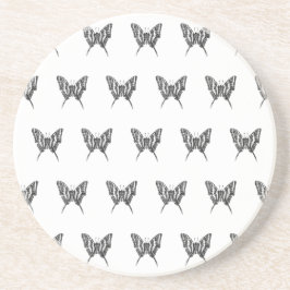 Zwart & Wit Zebra Vlinderinkt Tekenpatroon Zandsteen Onderzetter