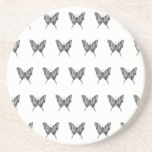 Zwart & Wit Zebra Vlinderinkt Tekenpatroon Zandsteen Onderzetter (Voorkant)