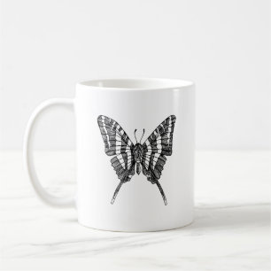Zwart-wit Zebra vlinderinkttekening Koffiemok